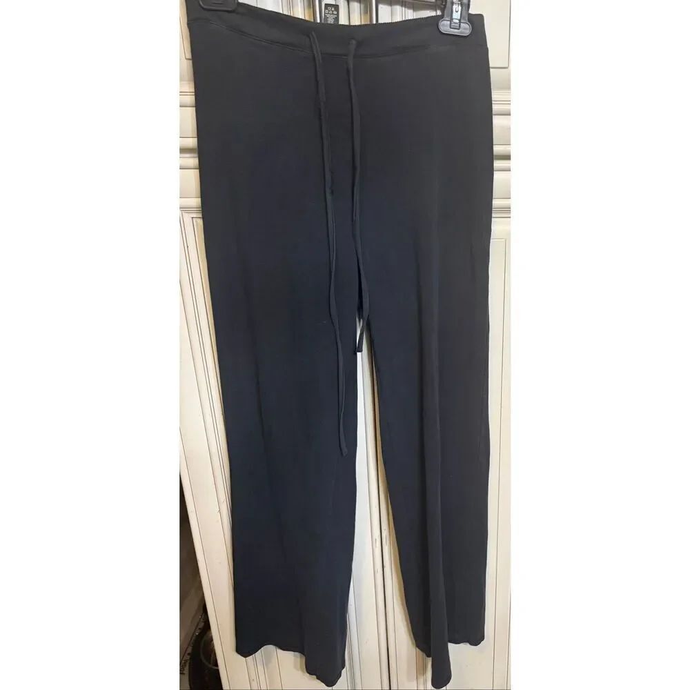 SKIMS Women's High Rise Cotton Jersey Wide Leg Pants Black Size Small - Picture 9 of 11